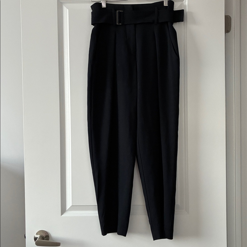 Judith & Charles Size 2 Paper-bag Style Belted Dress Pants - Dark Navy